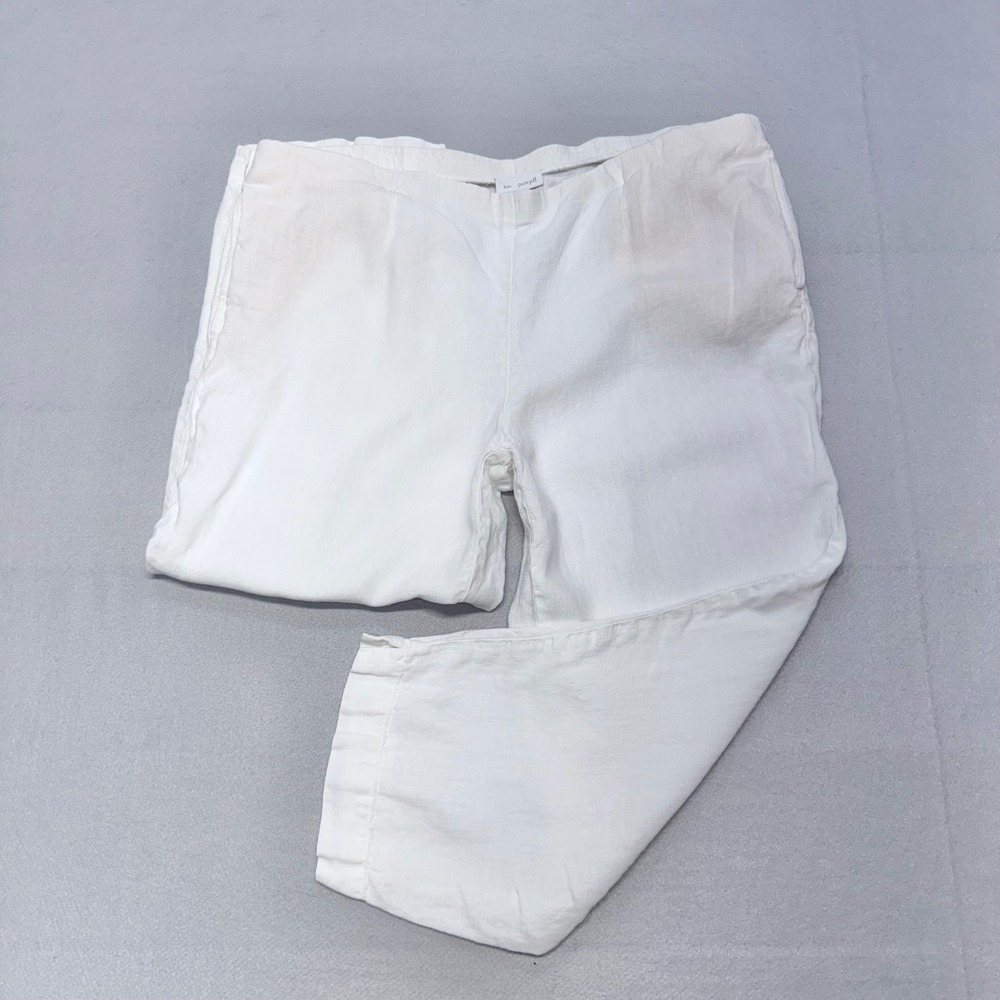 Pure Jill J. Jill Women M White 100% Linen Relaxed Straight Leg Pants Casual